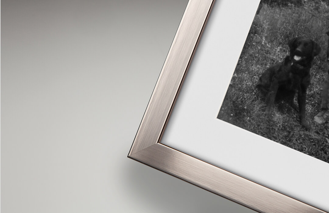 Chrome frame detail with restored photograph