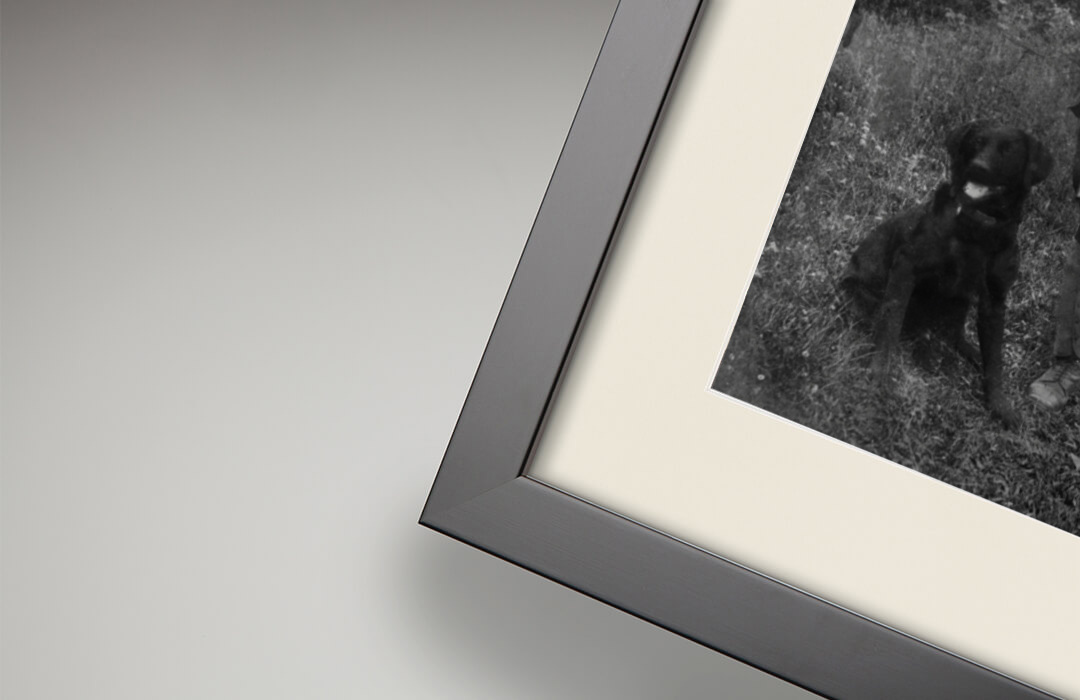 Antique White Smooth mount detail with restored photograph
