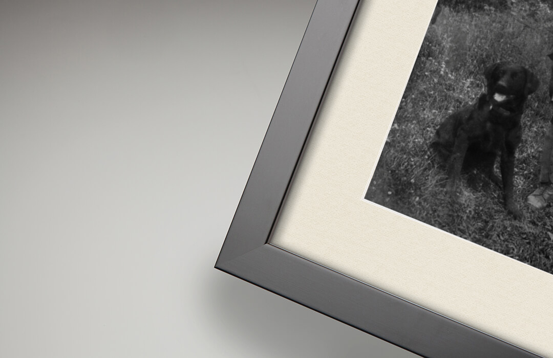 Antique White mount detail with restored photograph