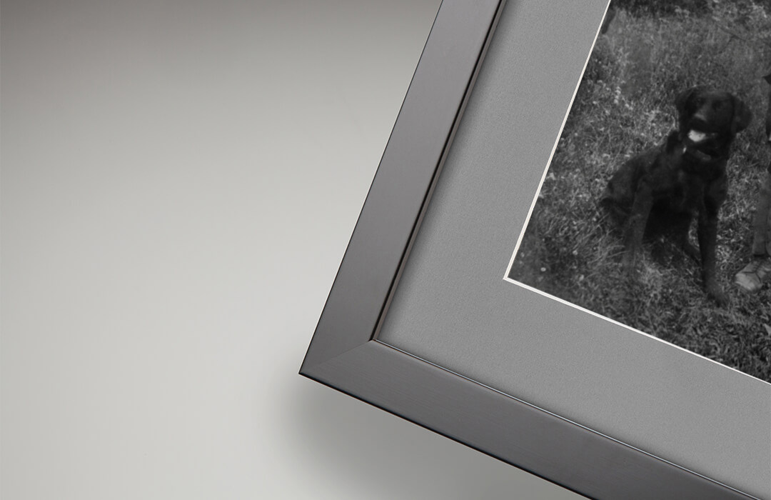 Granite mount detail with restored photograph