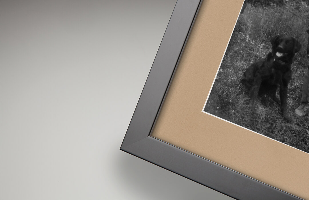 Stone mount detail with restored photograph